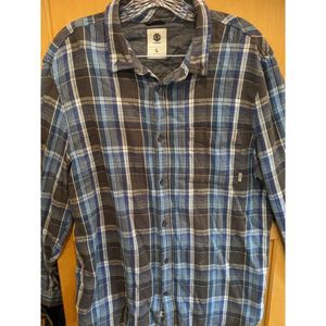 Element Mens‎ Size Large Plaid Button Down Flannel Long Sleeve Blue Plaid